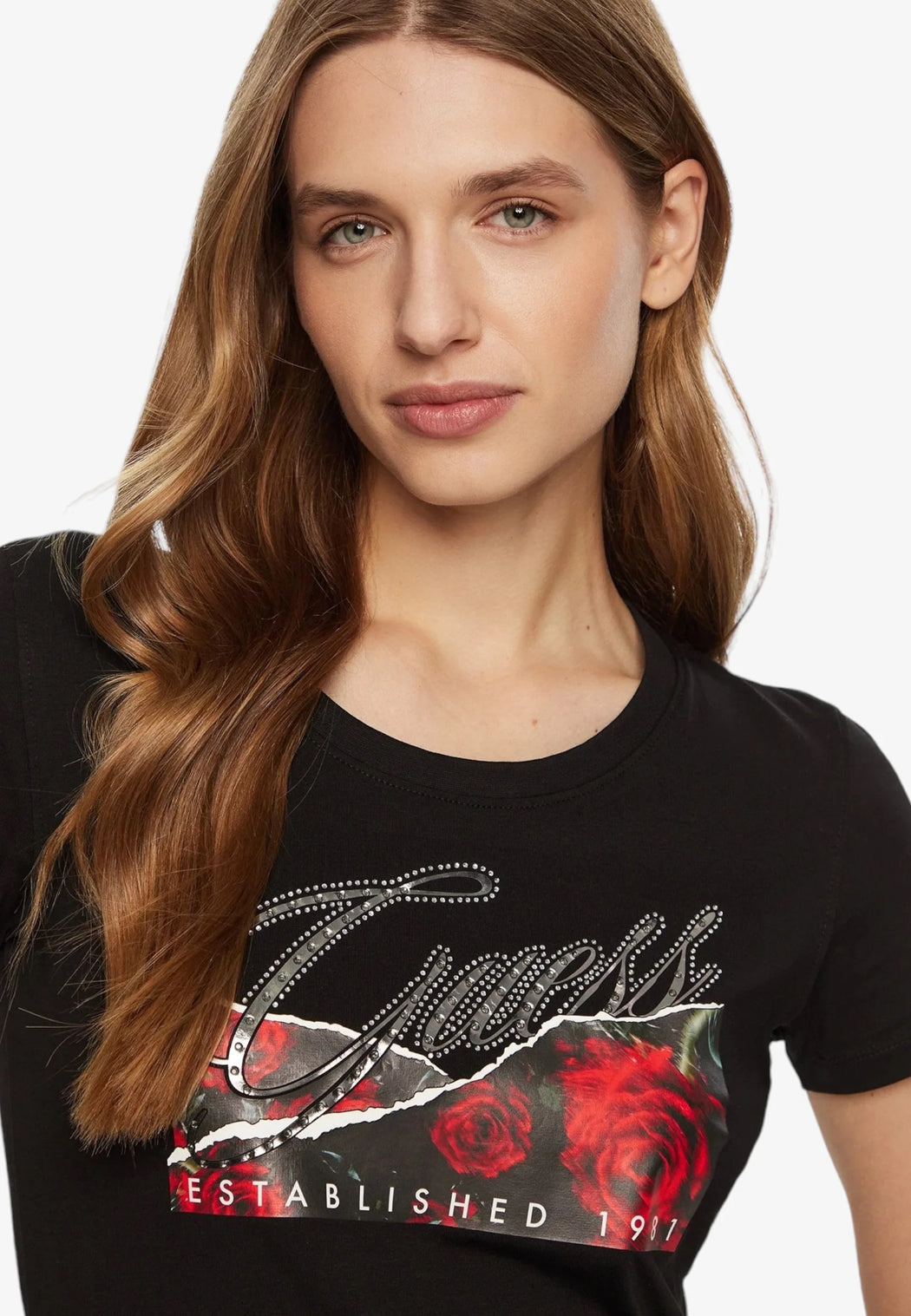 Guess black floral print tee W5RI03J1314