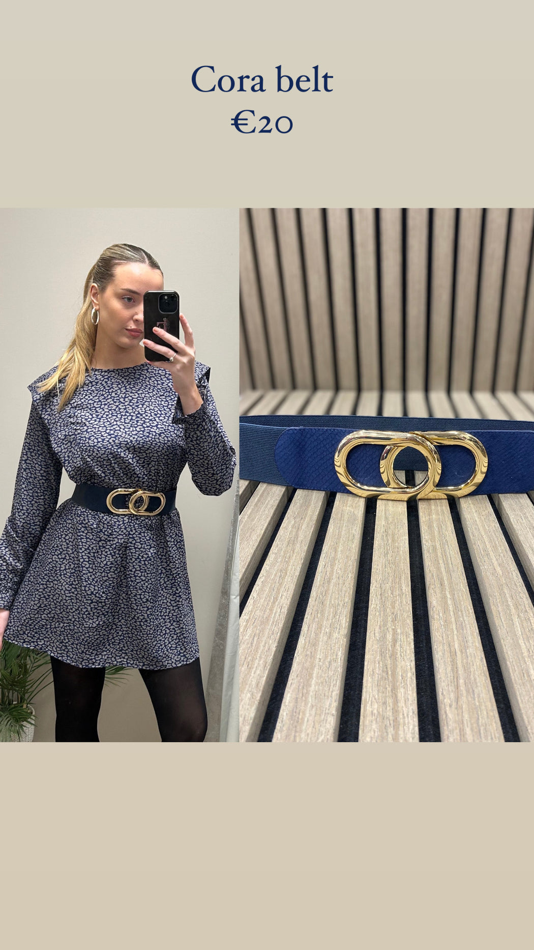 Cora navy belt