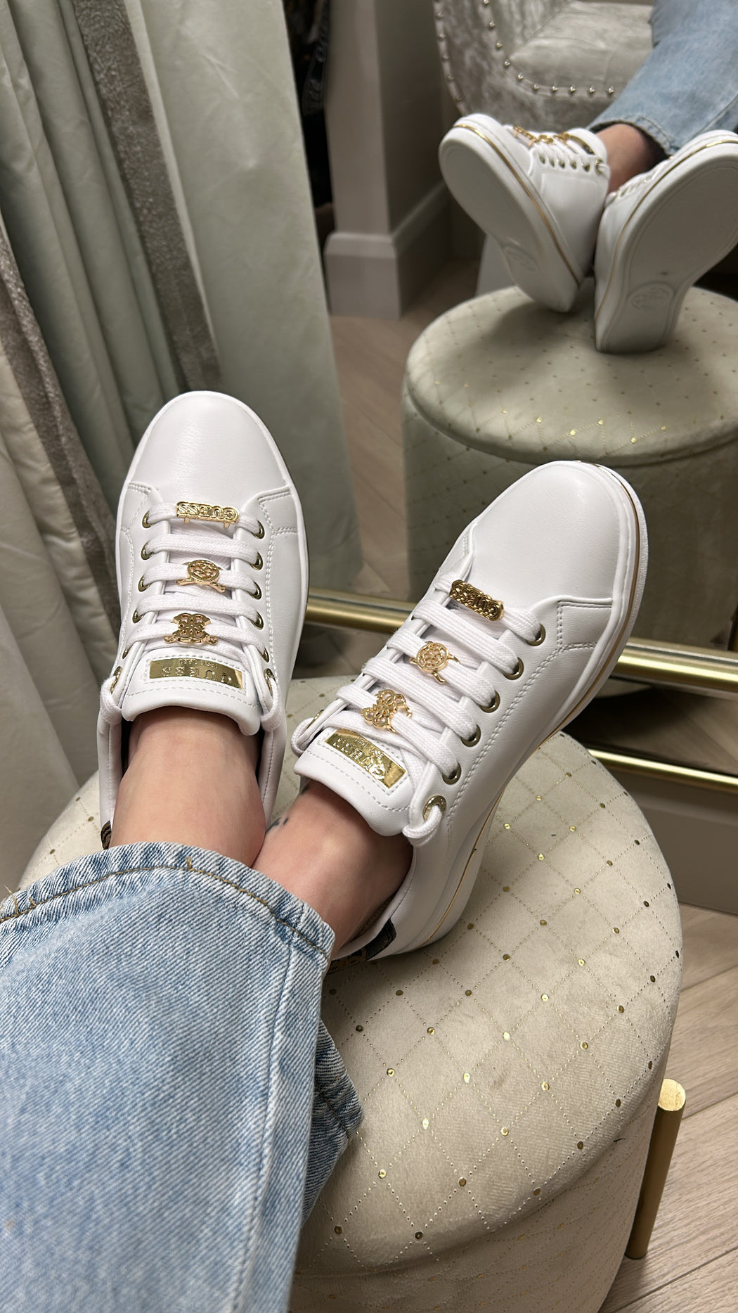 FLPSTAELE12 Guess white/Gold Sneaker