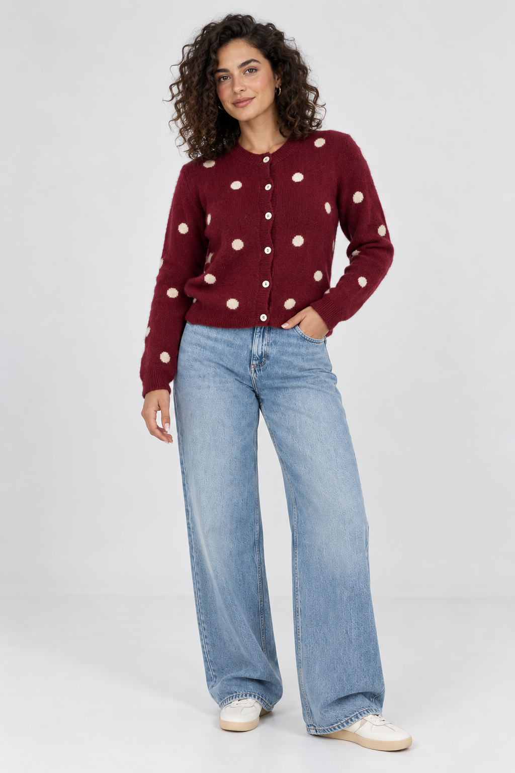 Elizabeth Polka cardigan Wine