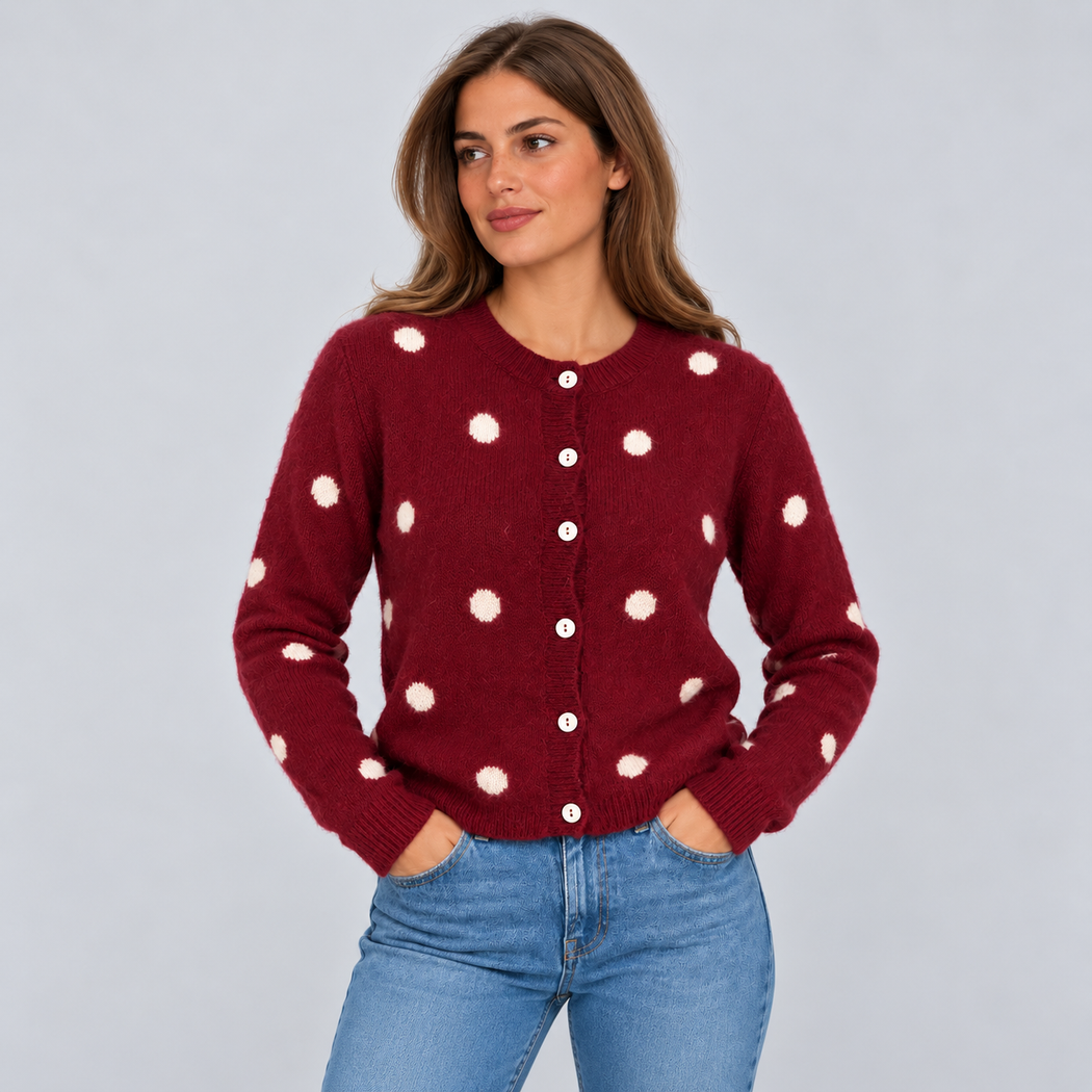 Elizabeth Polka cardigan Wine