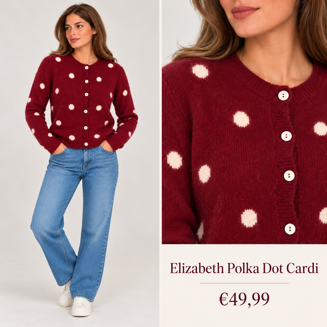 Elizabeth Polka cardigan Wine