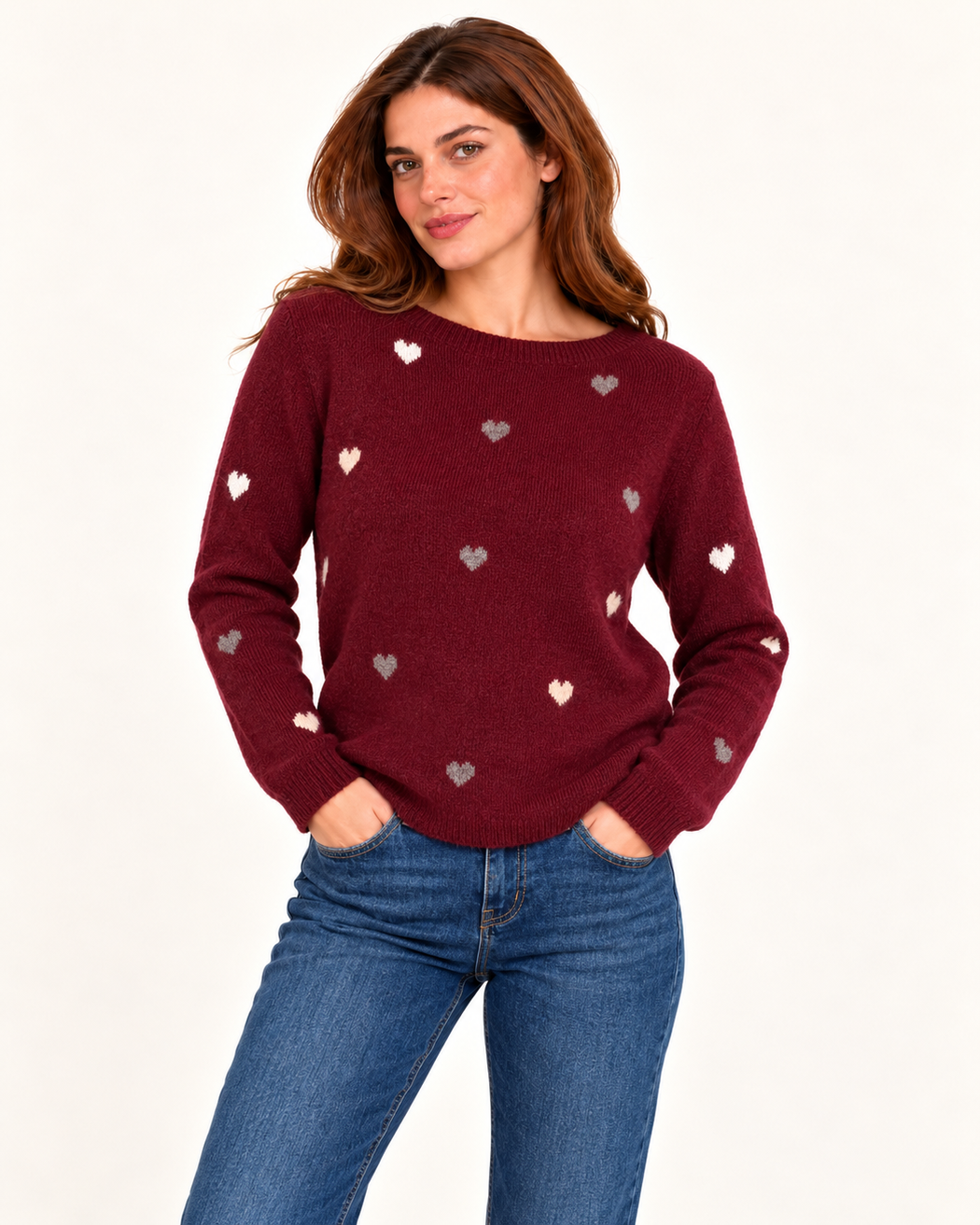 Jennie wine Heart Polka Knit Jumper