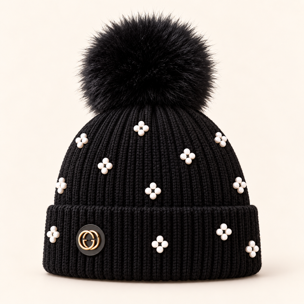 Guess black pearl pompom hat AW5635VIS01 - BLA