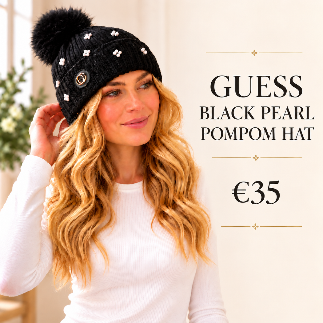 Guess black pearl pompom hat AW5635VIS01 - BLA