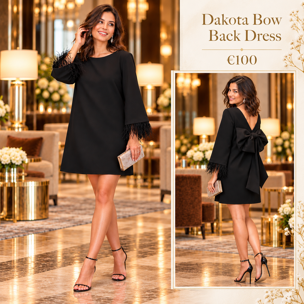 Dakota black bow back dress