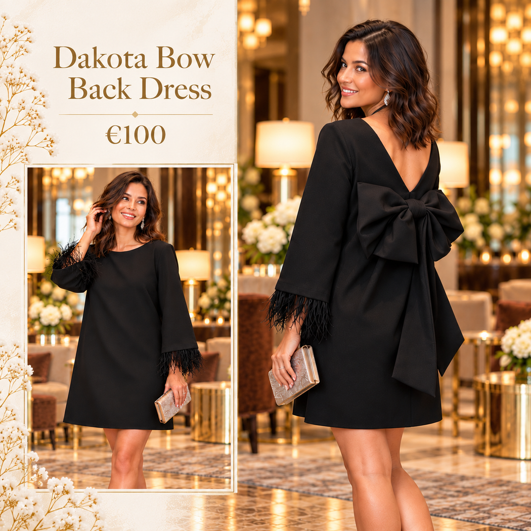 Dakota black bow back dress
