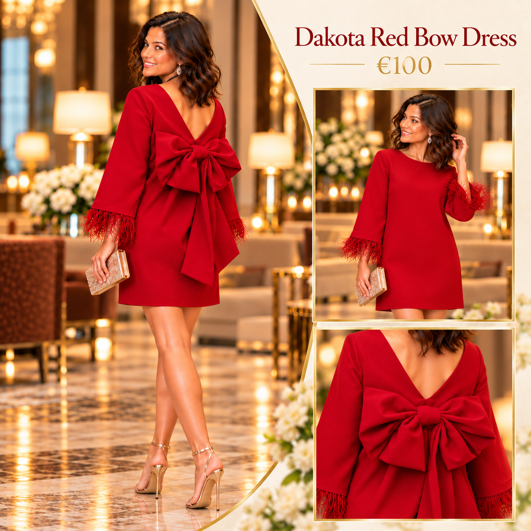 Dakota red bow back dress