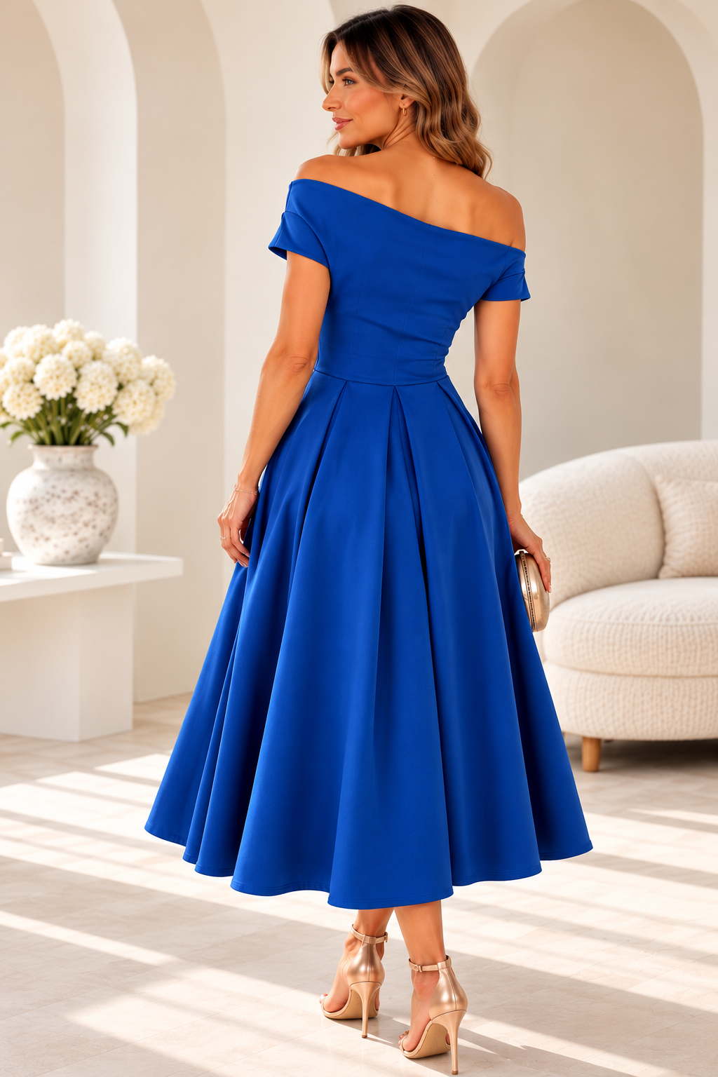 Betty Asymmetric Midi Dress Cobalt