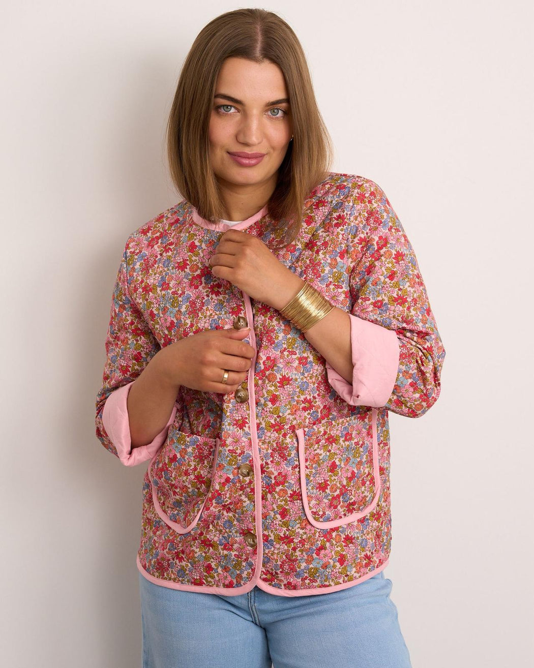 Lili pink flower quilted jacket