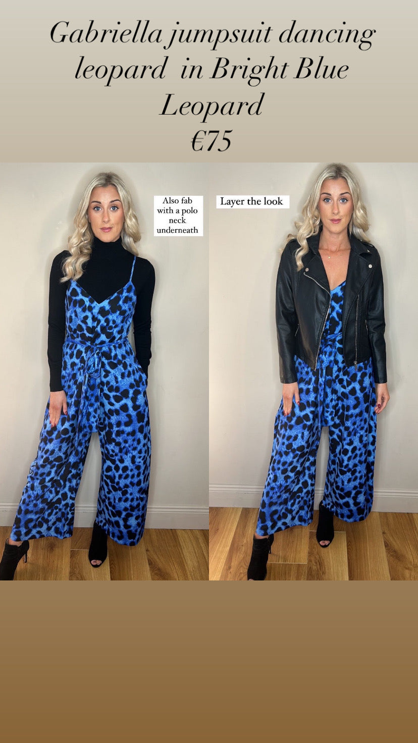 Gabriella jumpsuit dancing leopard  in Bright Blue Leopard