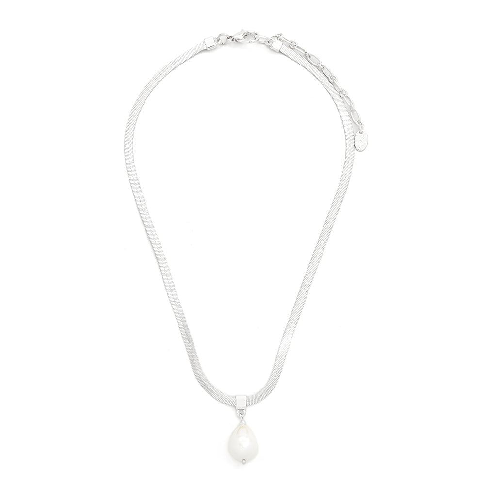 ALIA SILVER FAUX PEARL NECKLACE