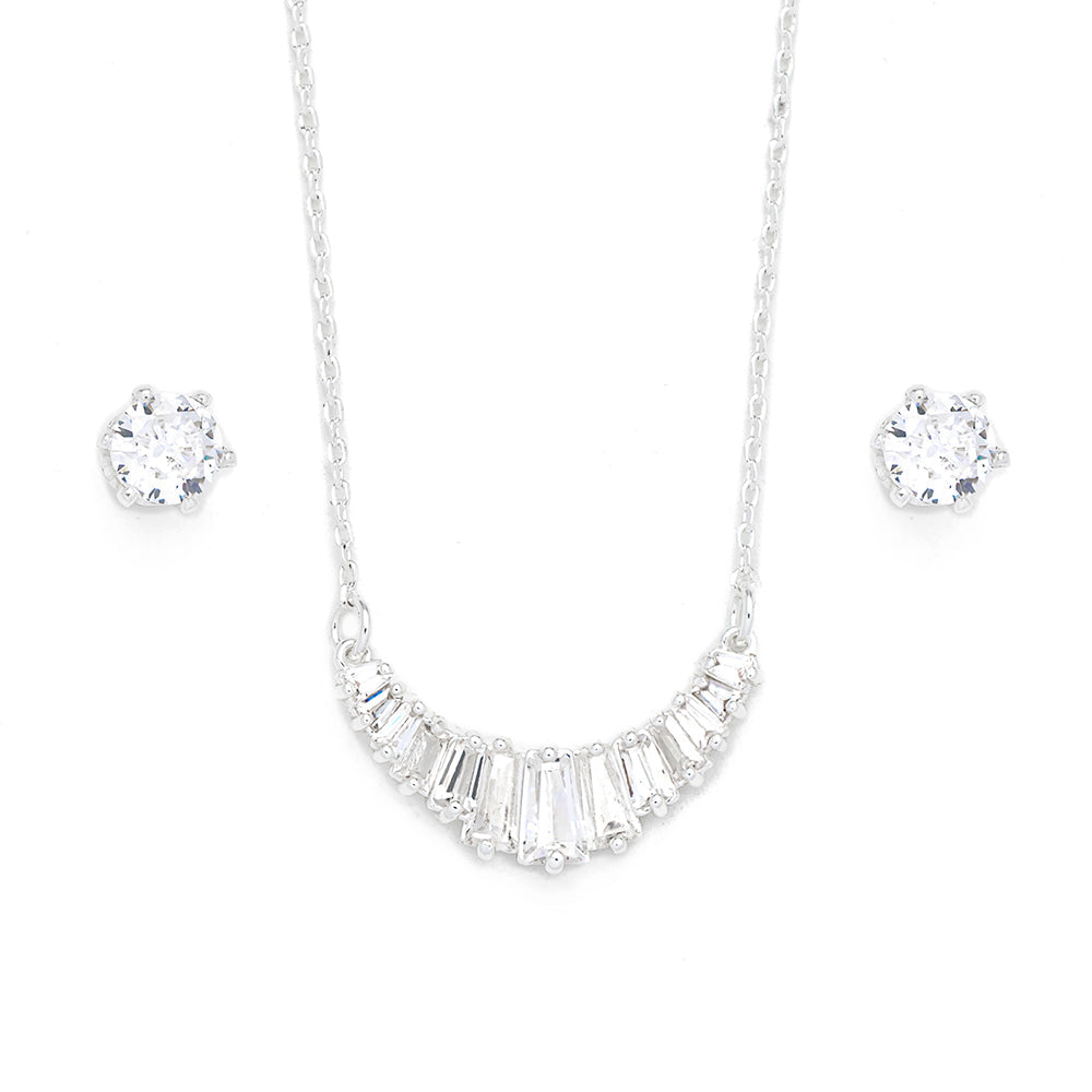 BAGUETTE STYLE NECKLACE/EARRING SET
