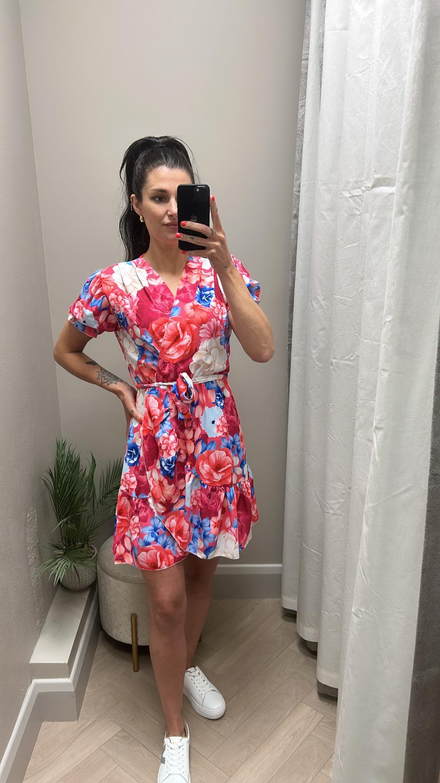 Lottie pink print mini dress