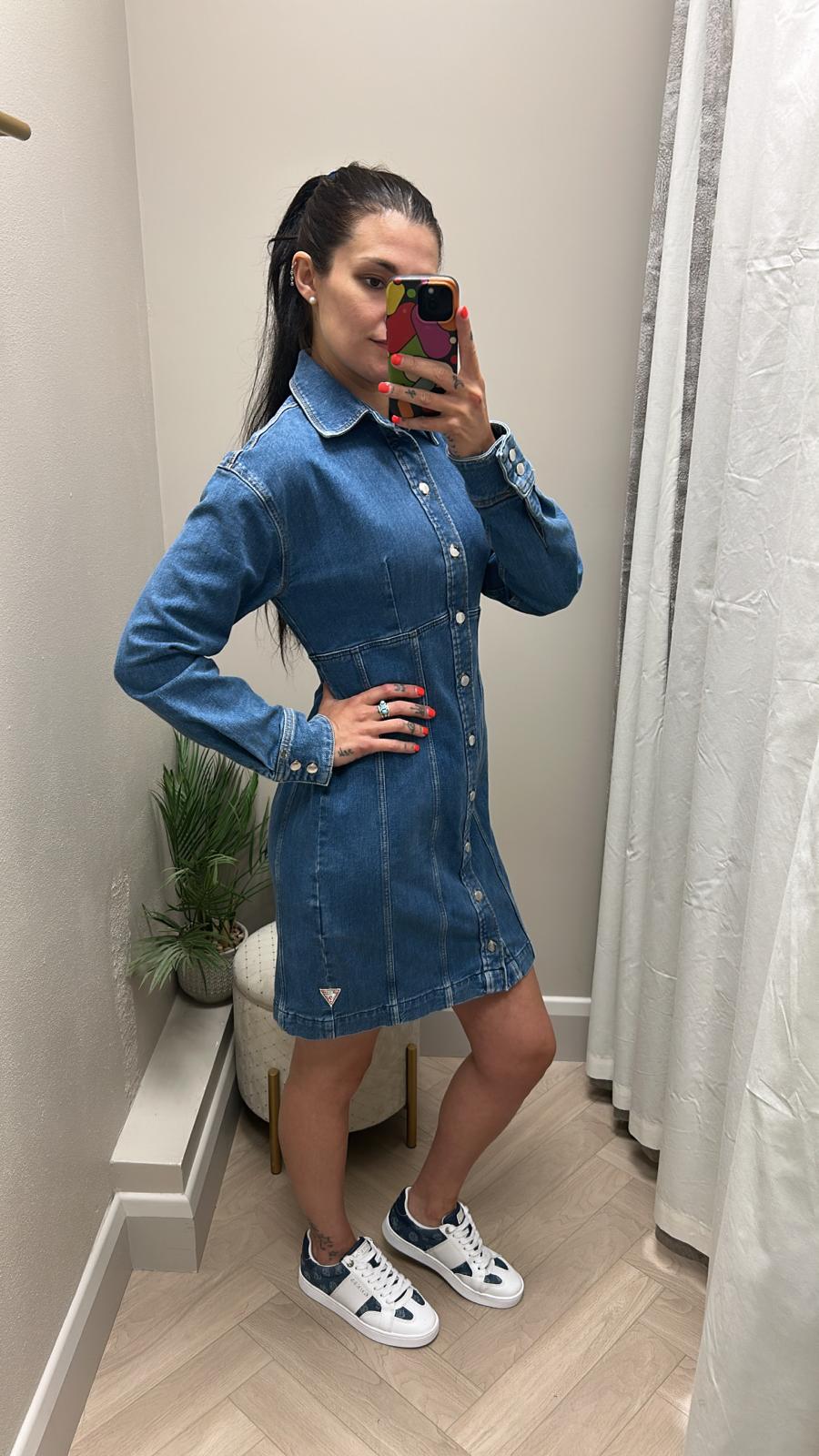 Guess denim button up shirt dress W5RK99D4H71
