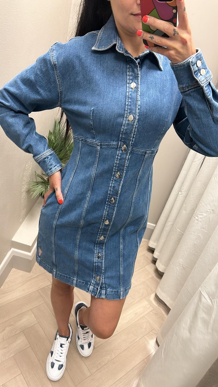 Guess denim button up shirt dress W5RK99D4H71