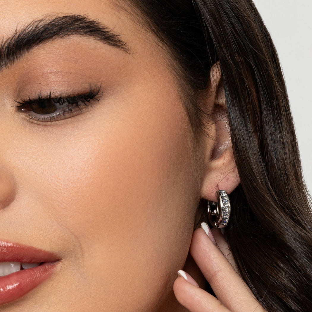 IZABELLA SMALL RHODIUM HOOPS T128EMS