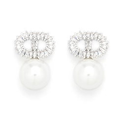 ALMA SILVER FAUX PEARL EARRINGS T365ECB