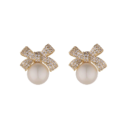 BOW & PEARL EARRINGS S450ECB
