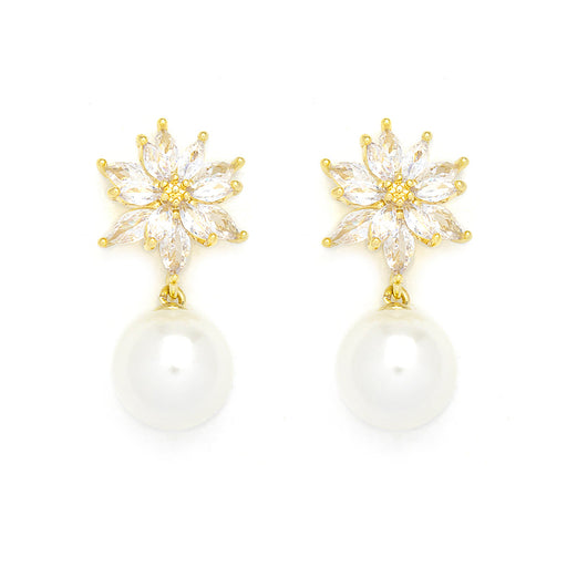 FLORAL FAUX PEARL EARRINGS T367ECB