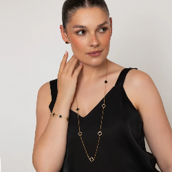 ESTELLA BLACK RESIN LONG NECKLACE T707NMS