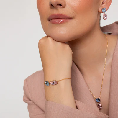 BLUE PINK CRYSTAL BRACELET T581BCB