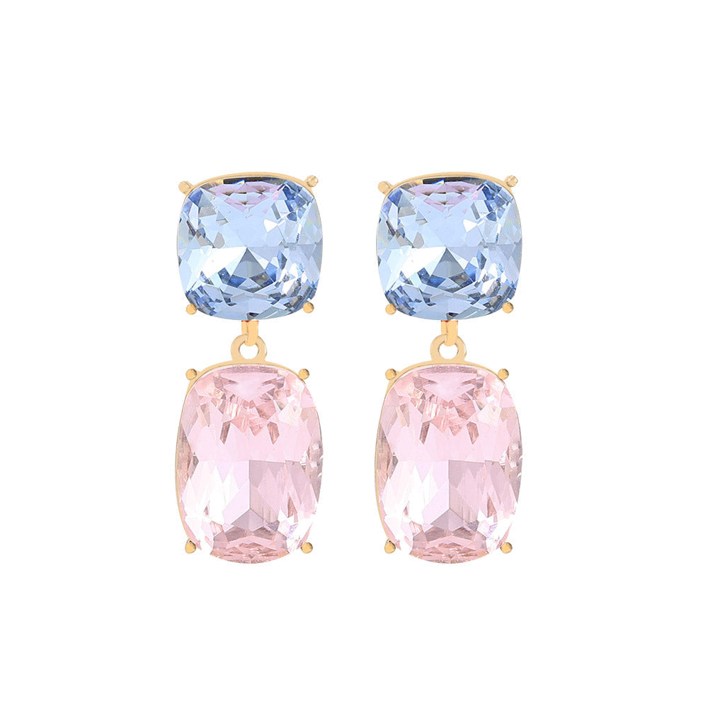 BLUE PINK CRYSTAL EARRINGS. T580ECB