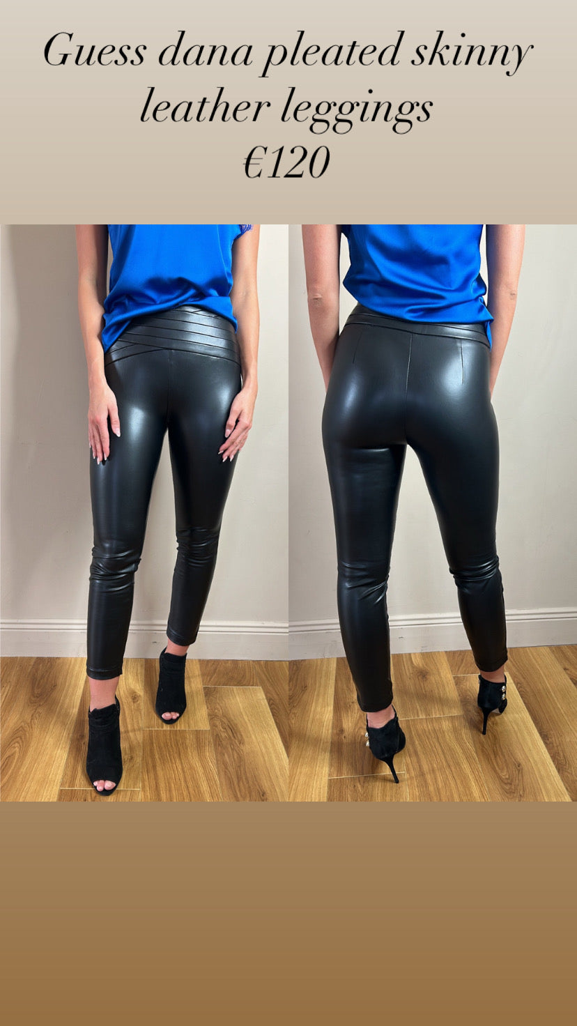 Guess dana pleated skinny leather leggings — Therapy Boutique