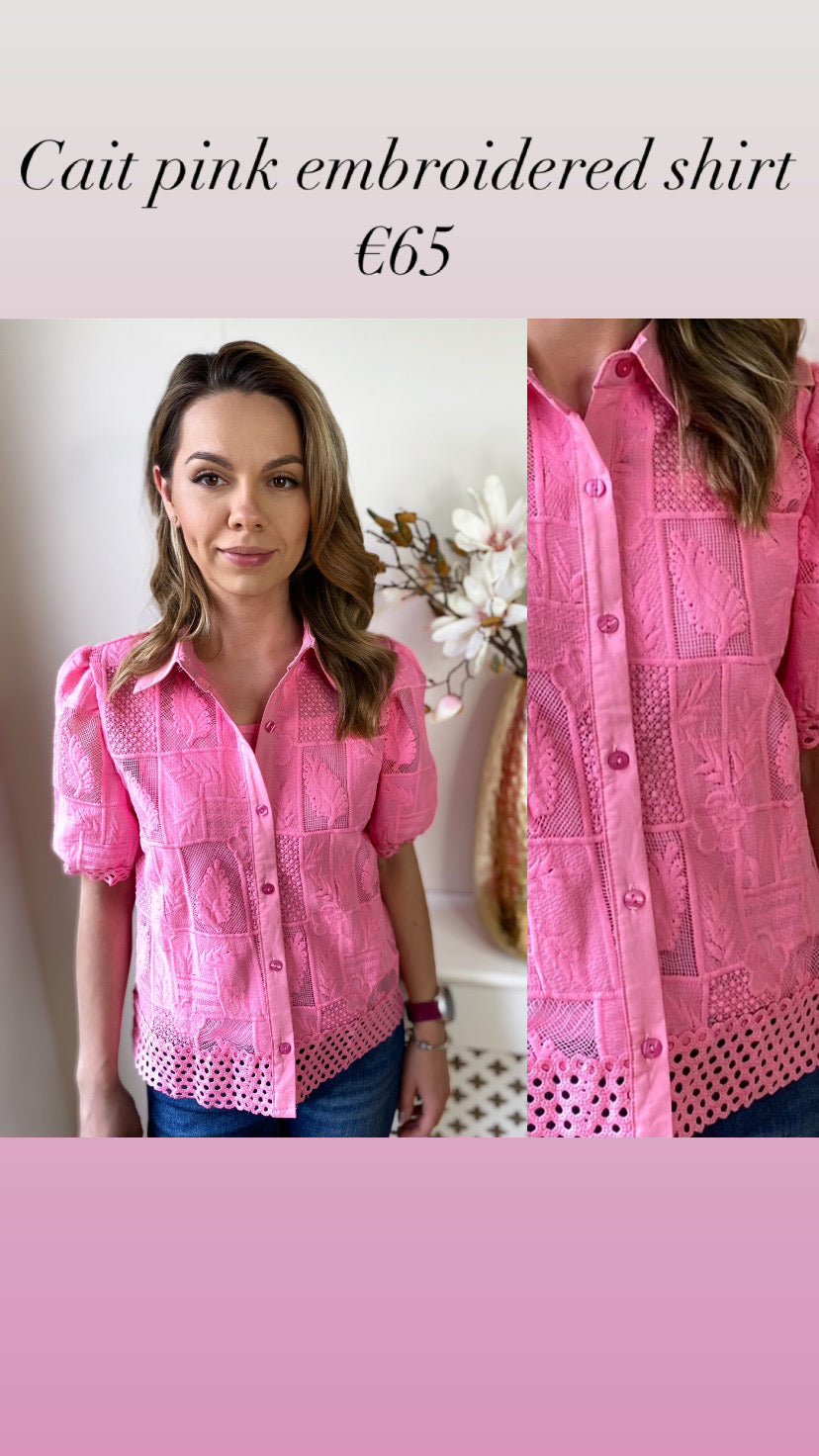 Cait pink embroidered shirt