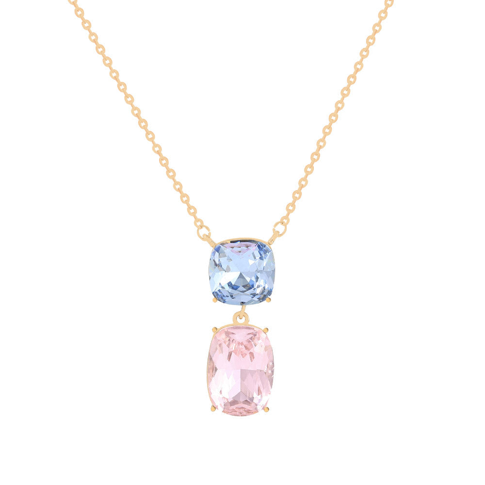 BLUE PINK CRYSTAL NECKLACE. T584NCB