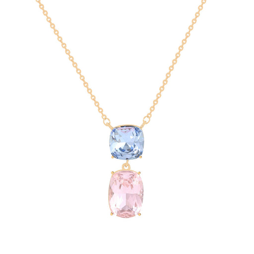 BLUE PINK CRYSTAL NECKLACE. T584NCB