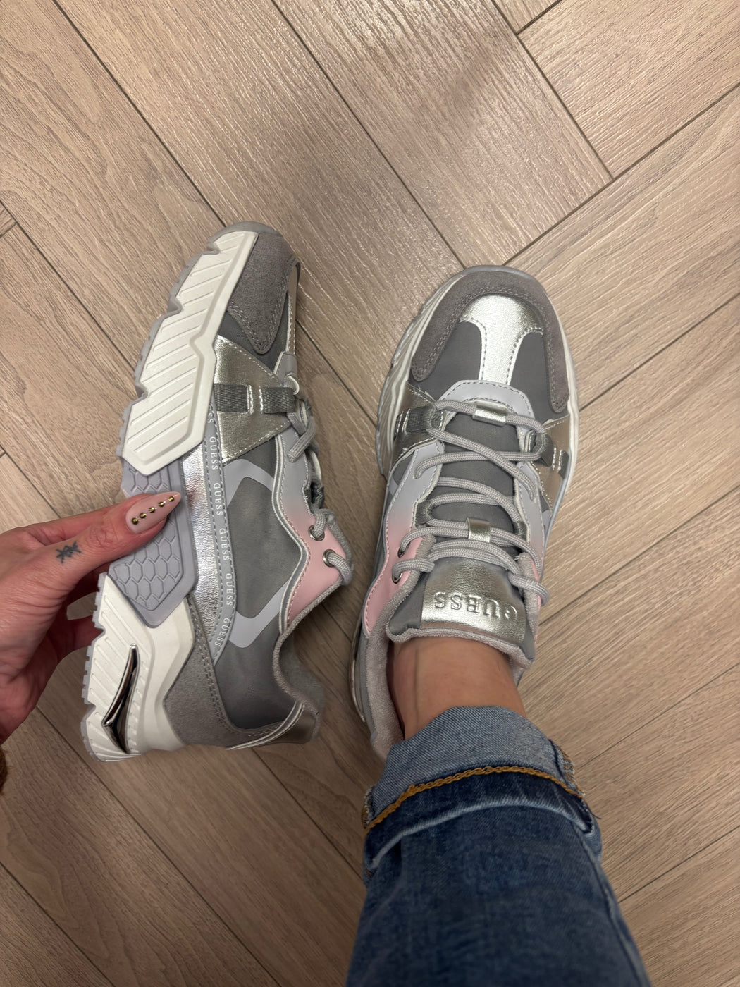 Guess Silver Shine Runners. FLJCR7LEL12