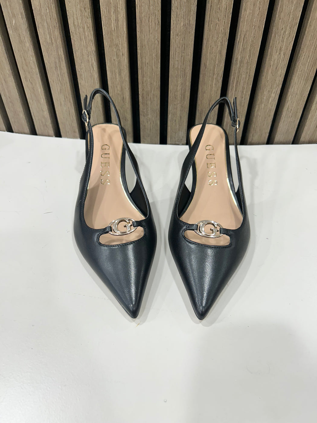 Guess black sling backs shoes FLTJESLEA05