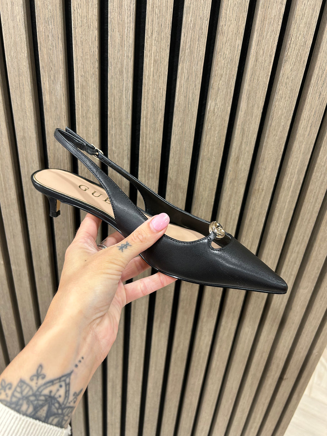 Guess black sling backs shoes FLTJESLEA05