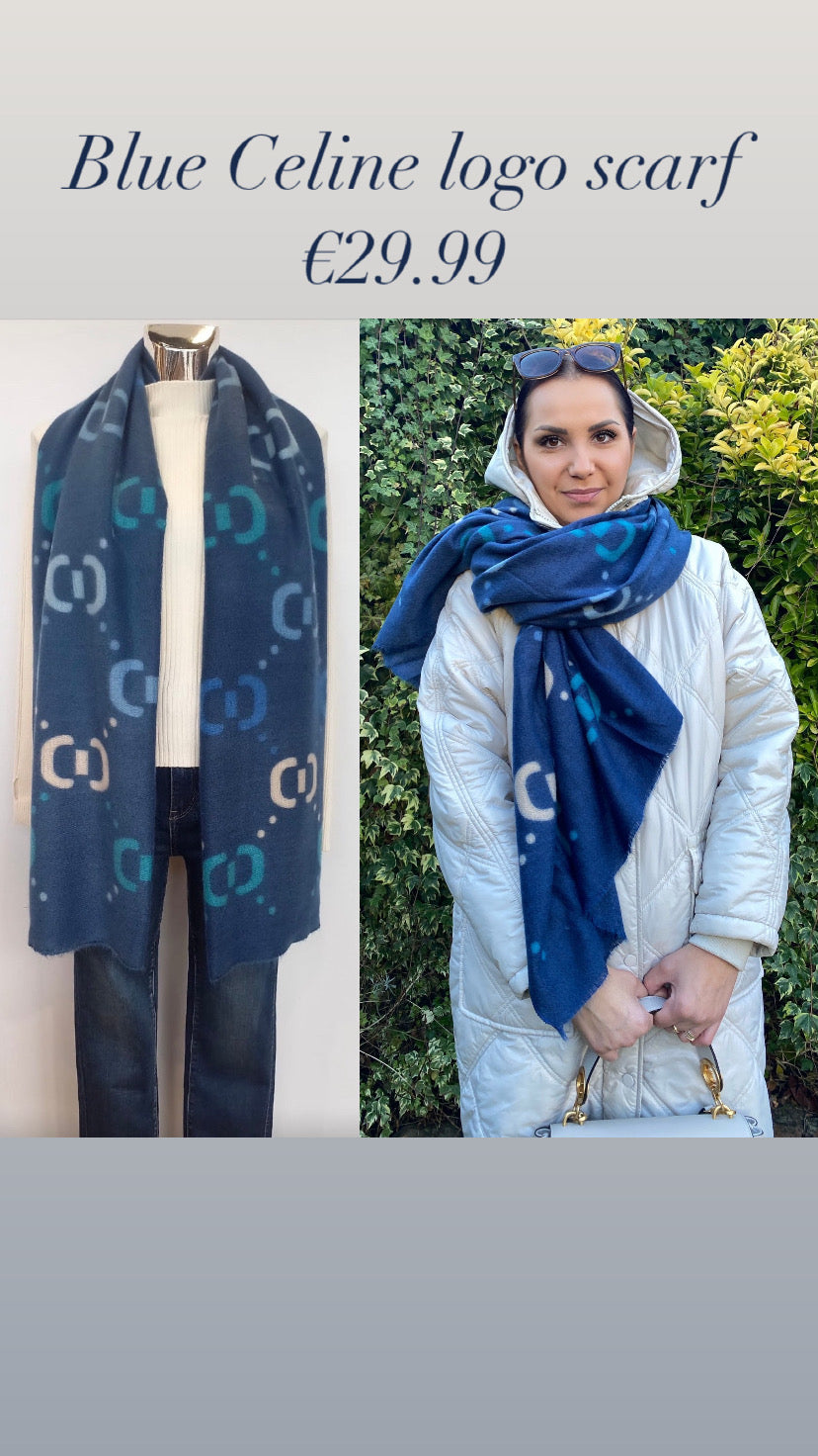 Blue Celine logo scarf