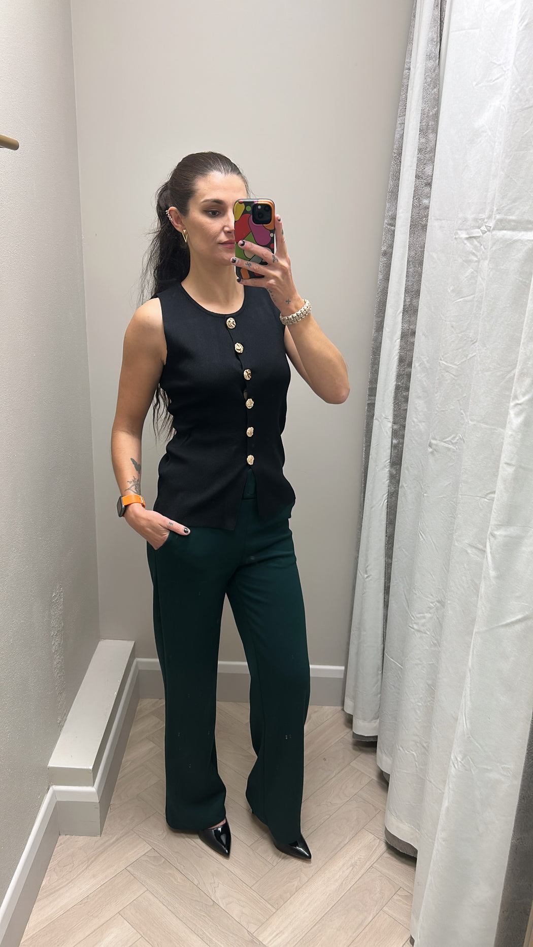 Black button knit waistcoat