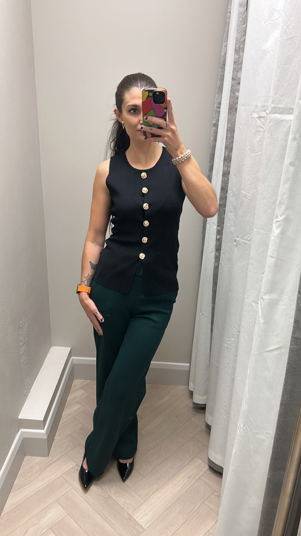 Black button knit waistcoat