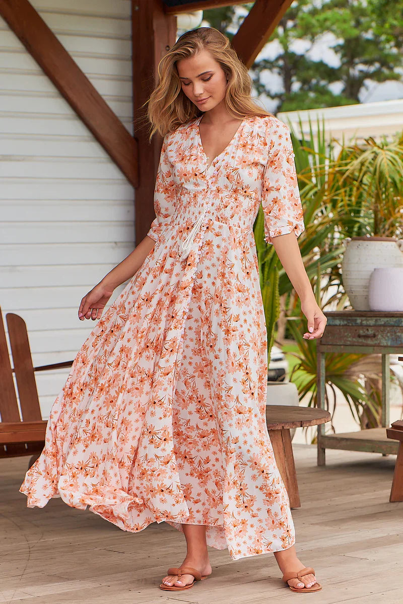 Indiana apricot print maxi