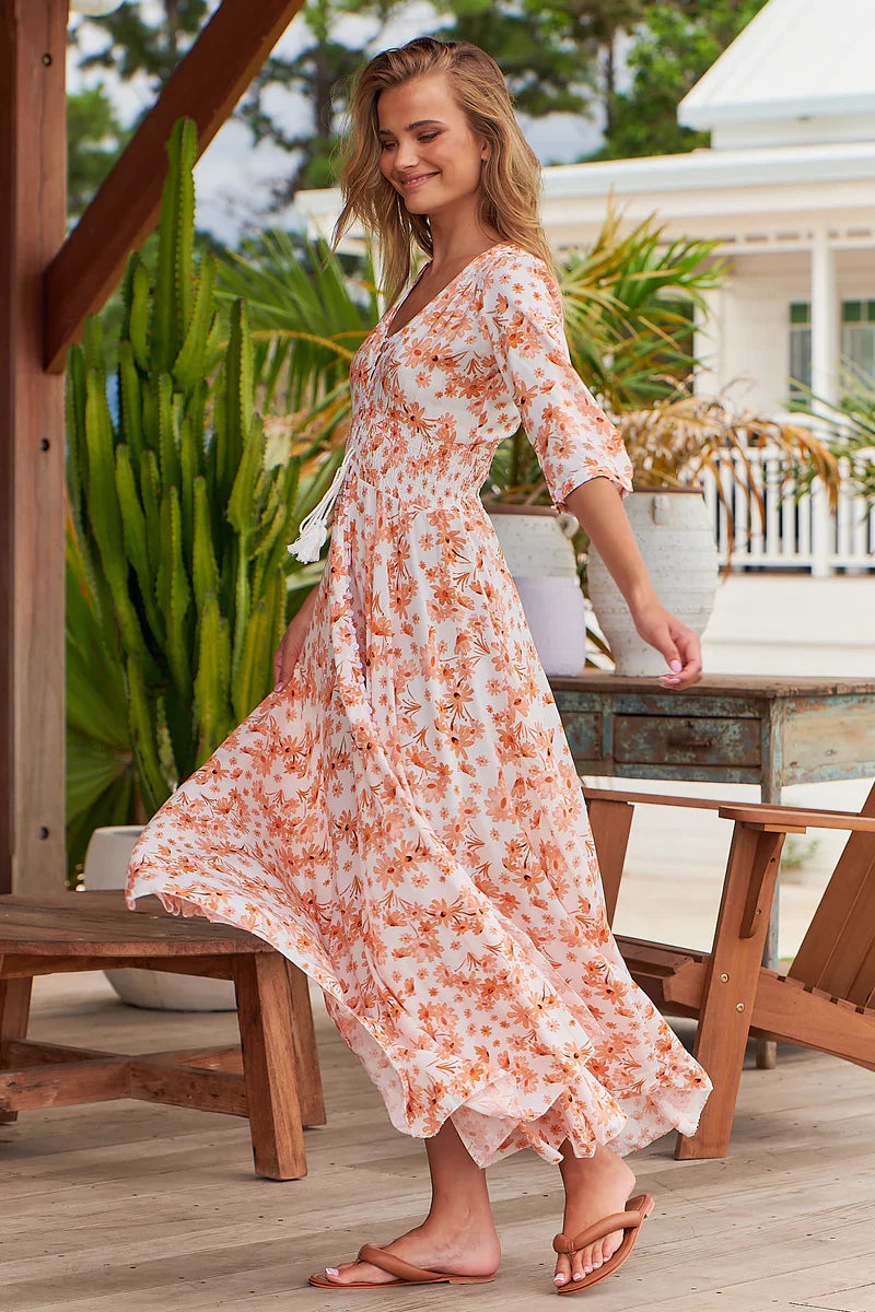 Indiana apricot print maxi