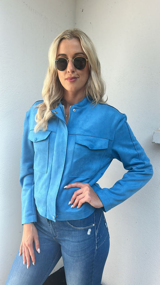 Azure blue suede jacket