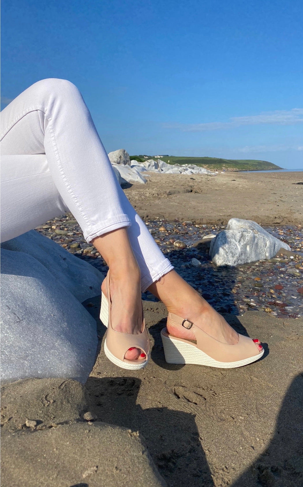 Aryan one oatmeal slingback wedges