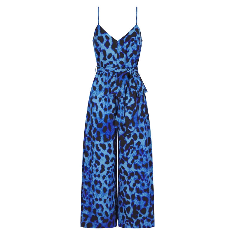 Gabriella jumpsuit dancing leopard  in Bright Blue Leopard