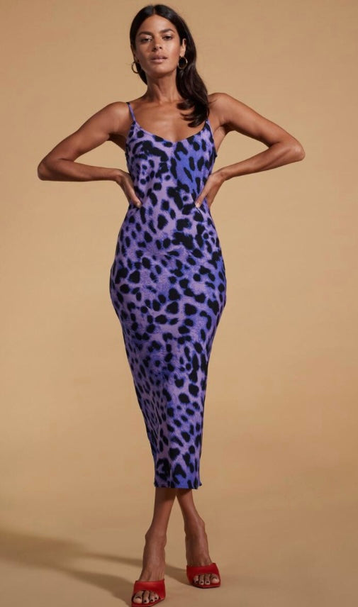 Sienna dancing leopard Midaxi Dress in Lilac Leopard