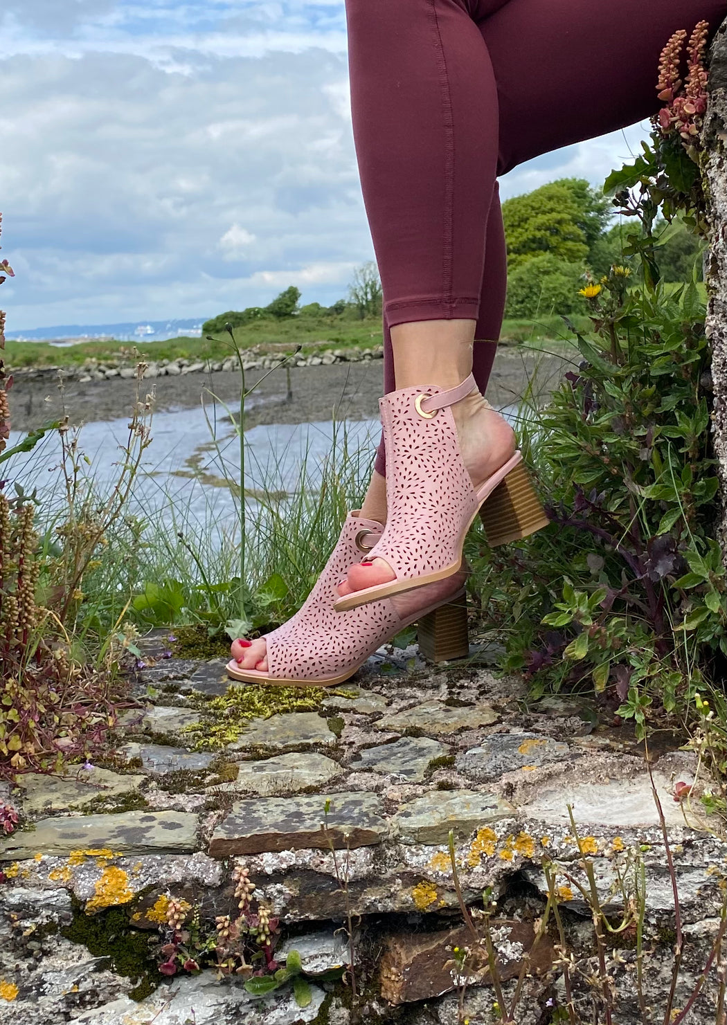 Beatrice pink peep toe shoe boots