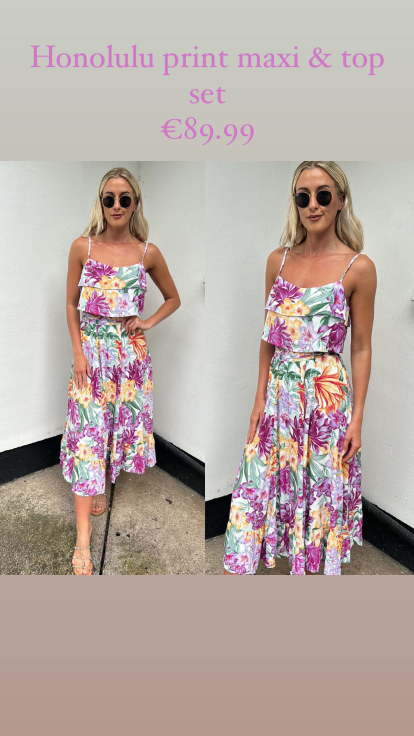 Honolulu print maxi & top set