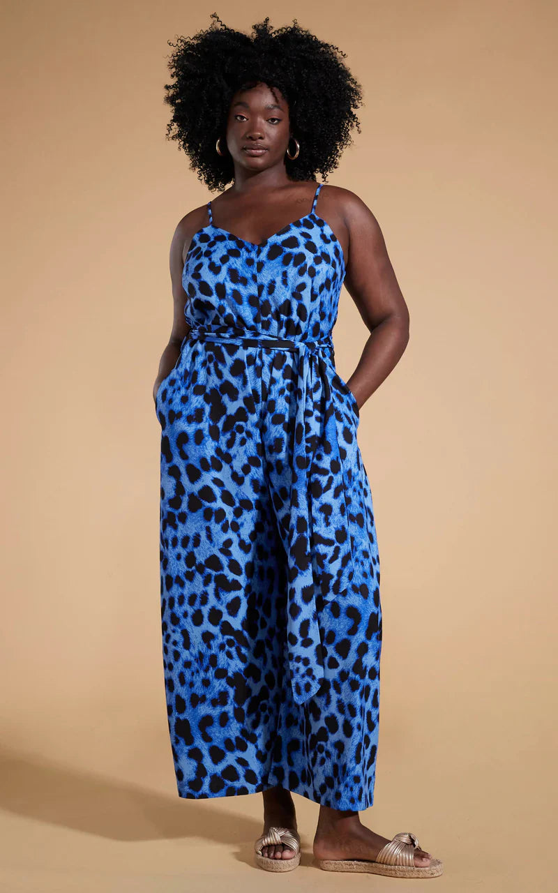 Gabriella jumpsuit dancing leopard  in Bright Blue Leopard