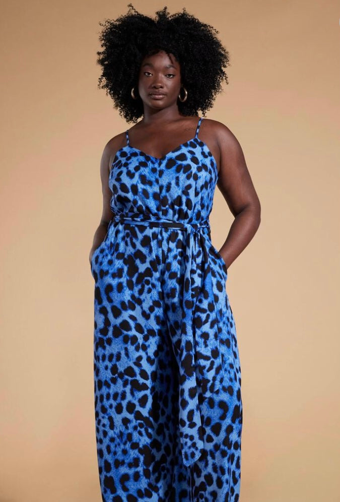 Gabriella jumpsuit dancing leopard  in Bright Blue Leopard