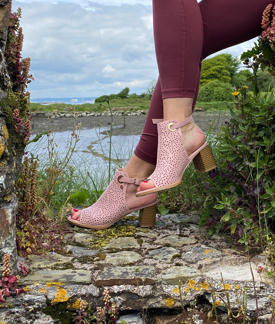 Beatrice pink peep toe shoe boots