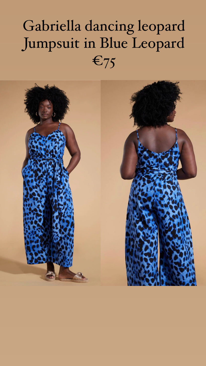 Gabriella jumpsuit dancing leopard  in Bright Blue Leopard