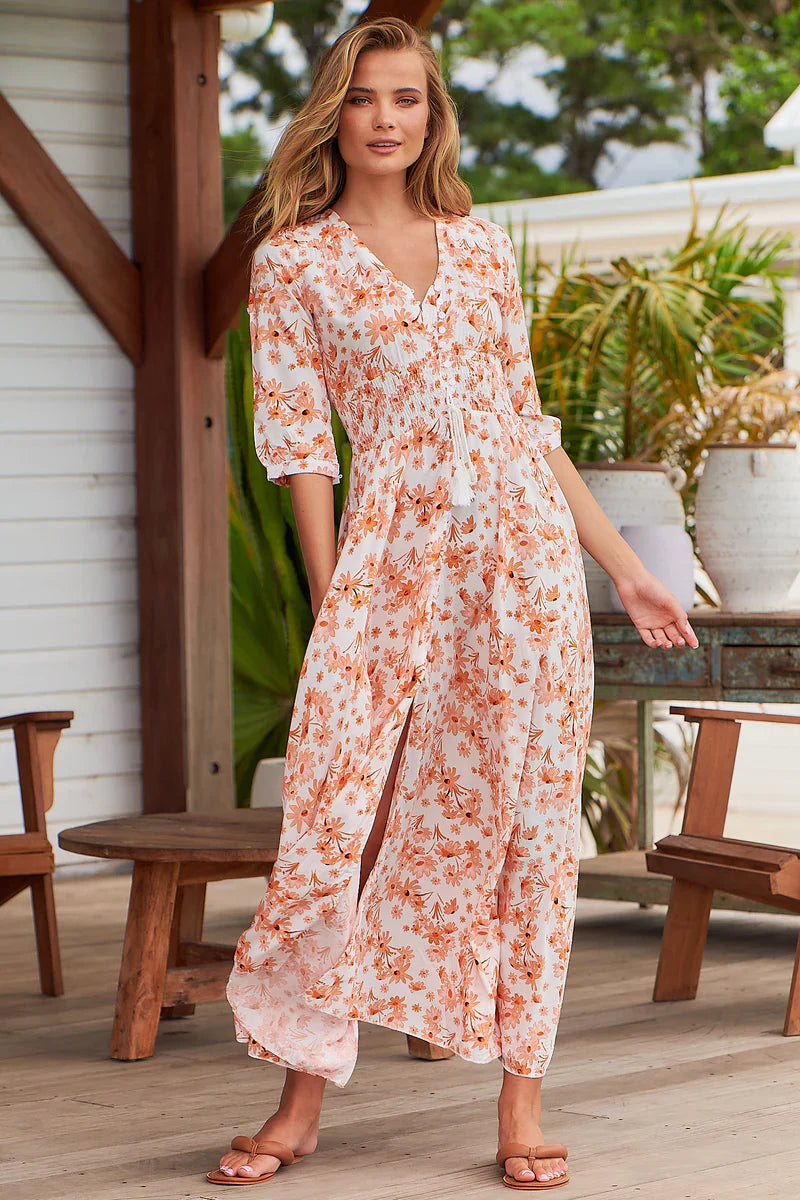 Indiana apricot print maxi